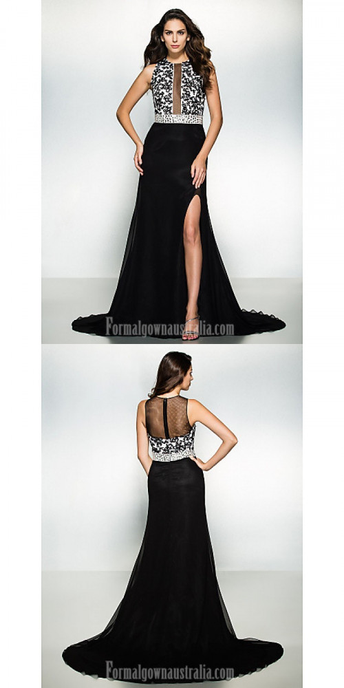 Australia Formal Evening Dress Black A-line Jewel Court Train Chiffon Lace
https://www.formalgownaustralia.com/